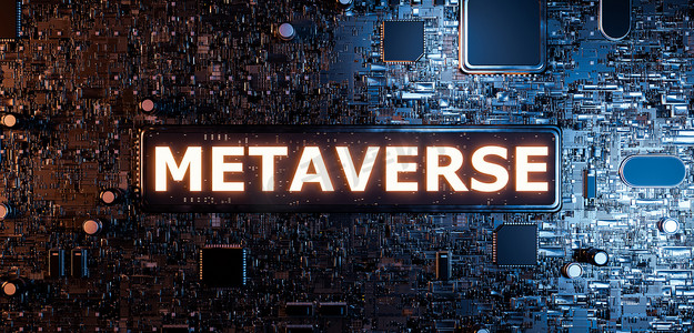 电子板上的 METAVERSE 标志