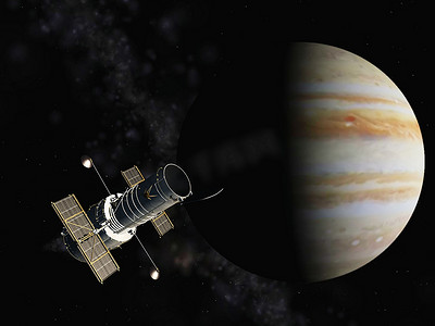 卫星昼夜交替摄影照片_木星和卫星