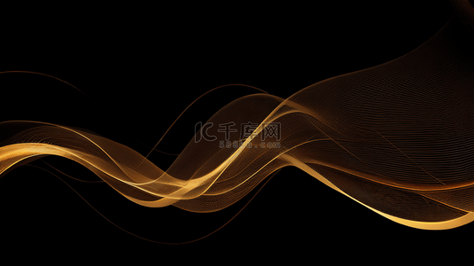 商务邀请函黑色背景图片_黑金色抽象闪亮金色波浪曲线背景