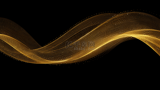 商务邀请函黑色背景图片_黑金色抽象闪亮金色波浪曲线背景