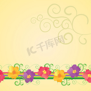 邀请函模板摄影照片_黄色背景与花朵边框