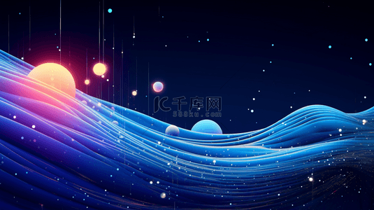 蓝色星球科技背景背景图片_蓝色抽象科技感粒子光球星球背景