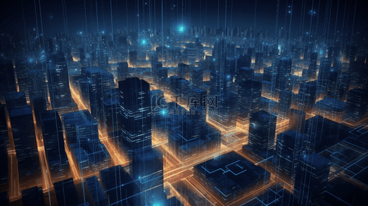 科技感城市数据背景图片_蓝色科技智慧城市数据背景