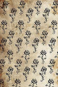古董纸上的玫瑰图案纹身图案
