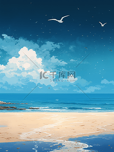 休闲零食分类背景图片_蓝色夏季海边休闲度假背景