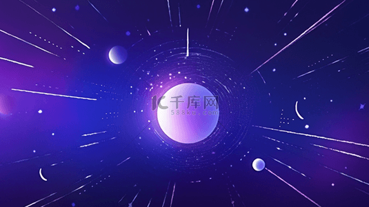 光背景图片_抽象科技感粒子星球蓝紫色背景