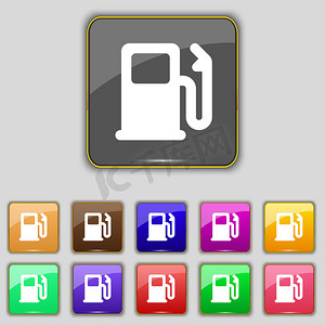 创意标志摄影照片_汽油或加油站，汽车燃料图标标志。