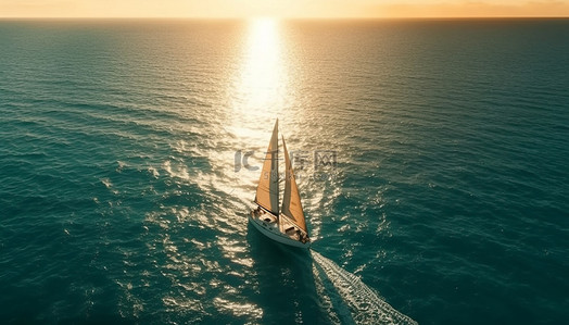 大海帆船背景图片_大海里一艘行驶的帆船寓意宽广励志