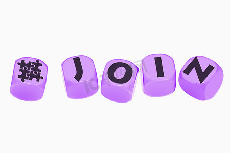 join摄影照片_立方体上的“JOIN”字