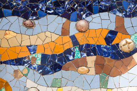 古埃尔公园的旧瓷砖 — 西班牙巴塞罗那
