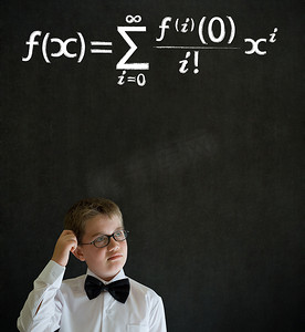 用数学方程挠头思考男孩商人