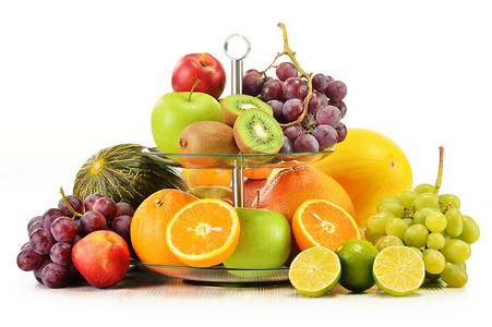 白色分离的各种水果的组合物