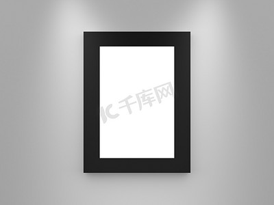 戏剧边框摄影照片_带黑色边框的空白画廊框架