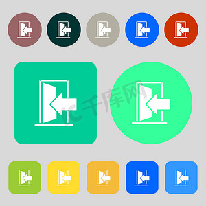 门、进入或退出图标标志。 