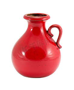 红色陶瓷花瓶圆柄小孔隔离