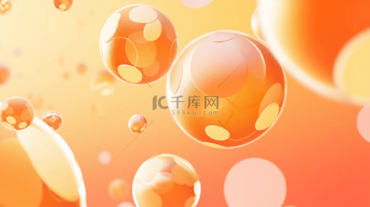 橙红色系暖色可爱卡通3D球体背景