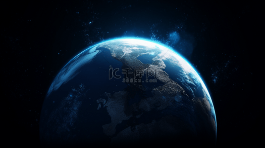 宇宙浩瀚背景图片_蓝色科技感地球星球宇宙背景5