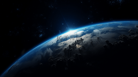 蓝色科技背景图片_蓝色科技感地球星球宇宙背景2