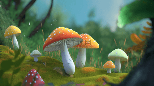 彩色3D立体卡通蘑菇12