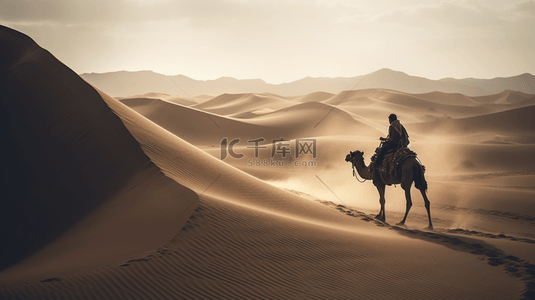 炎热的沙漠骆驼自然风景23