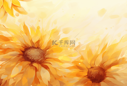 立秋黄色背景图片_橙色水彩向日葵花朵花瓣背景