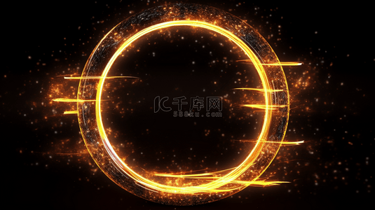 圆圈光效背景图片_一张矢量抽象插图，呈现出一个光效形状是金色圆圈的效果。