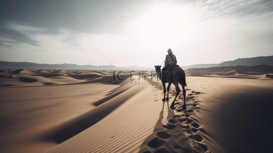 炎热的沙漠骆驼自然风景8