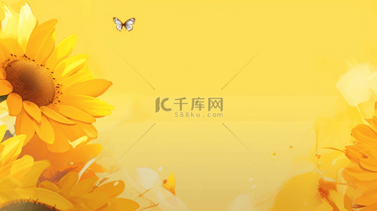 黄色秋天背景图片_黄色橙色水彩向日葵花朵背景