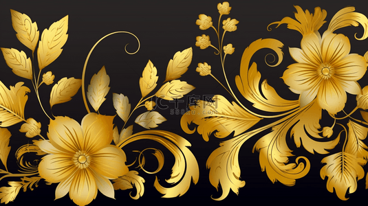 金色叶子背景背景图片_水彩金色叶子背景