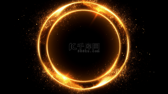 圆圈光效背景图片_一张矢量抽象插图，呈现出一个光效形状是金色圆圈的效果。