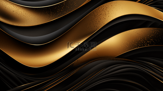 摘要：闪亮的黑色和金色波浪线背景设计。
