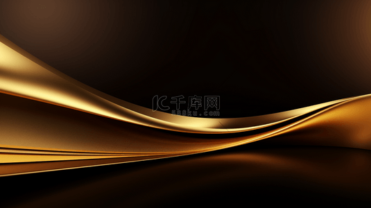 产品高级背景图片_带有金色曲线线条、几何形状元素及灯光效果的产品展示踏台。