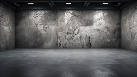 具有阴影和光线的工作室房间，地板采用灰色水泥纹理，矢量三维背景为灰色混凝土，墙面为空白，呈层叠纹理模式。用于露天设计概念的横幅背景。