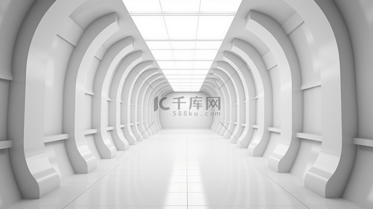 工业背景图片_抽象房间白色走廊空间背景。