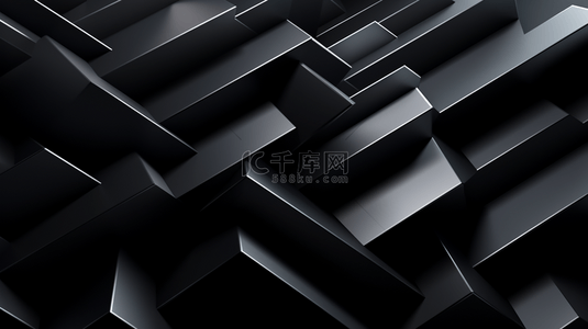科技感背景黑背景图片_带有黑色剪纸形状的3D抽象背景