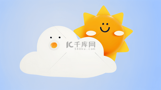 高温天气背景图片_卡通太阳和云朵高温天气背景
