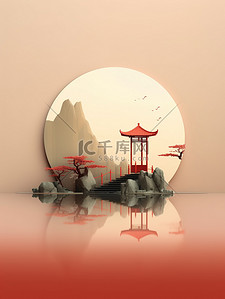中式背景圆形产品展台12