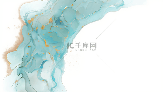 抽象颜料背景图片_时尚大理石抽象流体彩墨绿金粉纹理