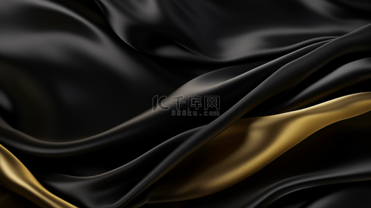 丝绸黑色背景图片_黑色面料流动作为背景。