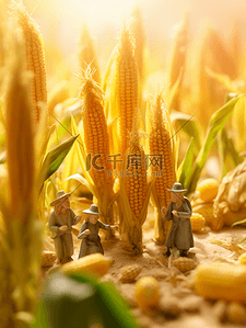 玉米背景图片_3D立体黄色玉米微距摄影背景1