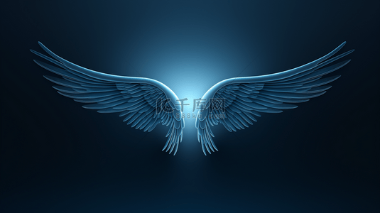 蓝色唯美渐变光效翅膀背景7