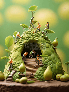 卡通小人背景图片_3D立体绿色的梨子背景1