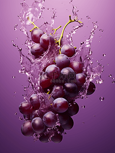 水果背景图片_3D立体紫色葡萄微距摄影背景3