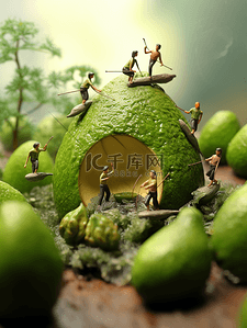 水果背景图片_3D立体绿色的梨子背景7
