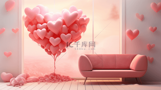 粉色系爱心浪漫情人节背景11