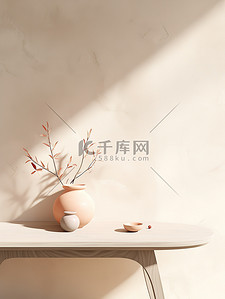 新中式暖色桌子电商背景20