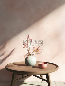 新中式风格背景图片_新中式暖色桌子电商背景12