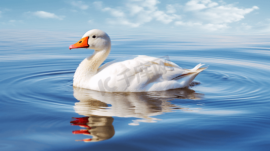 漂浮在水面上的白色鸭子