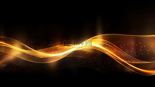 金色发光移动的高速波浪线黑色抽象2
