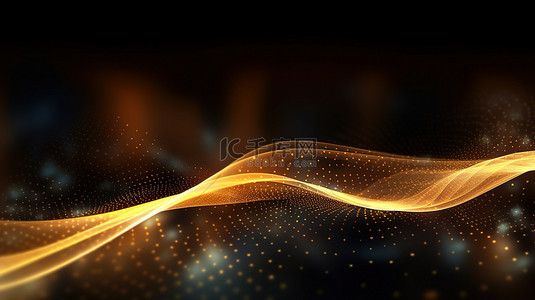 金色波浪线背景图片_金色发光移动的高速波浪线黑色抽象5